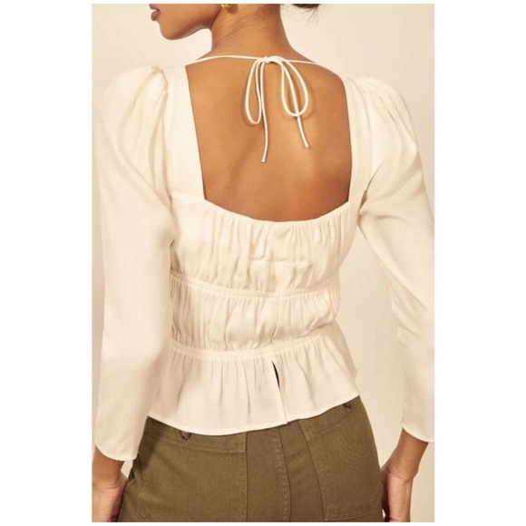 Reformation Plath Cream Puff Sleeve Crepe Top , sz : medium - Picture 4 of 11